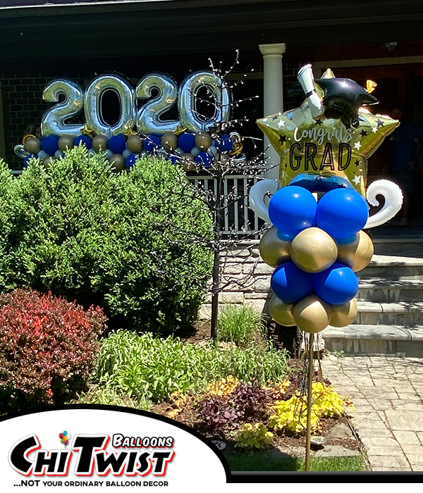 Graduation Balloon Display with a Marquee and Balloon Pole