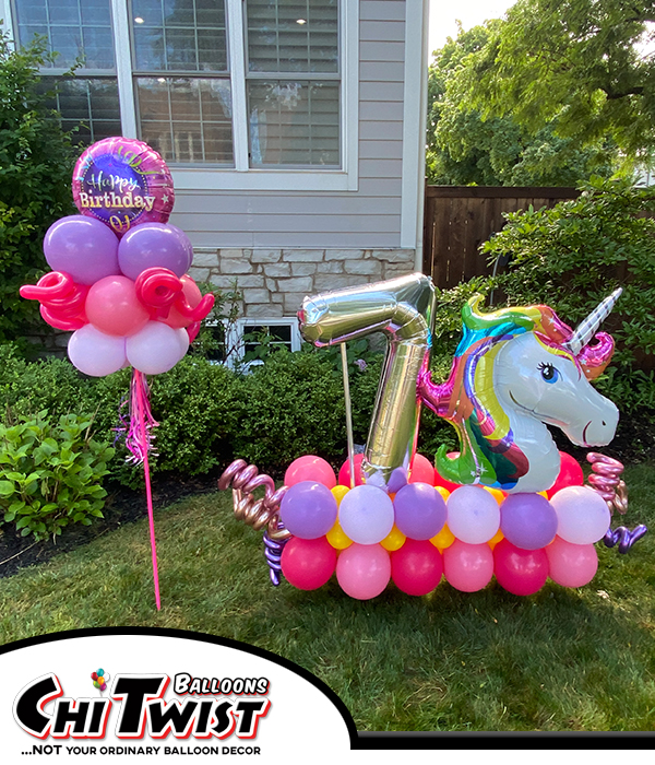 Unicorn Marquee Combo Display for a 7th birthday