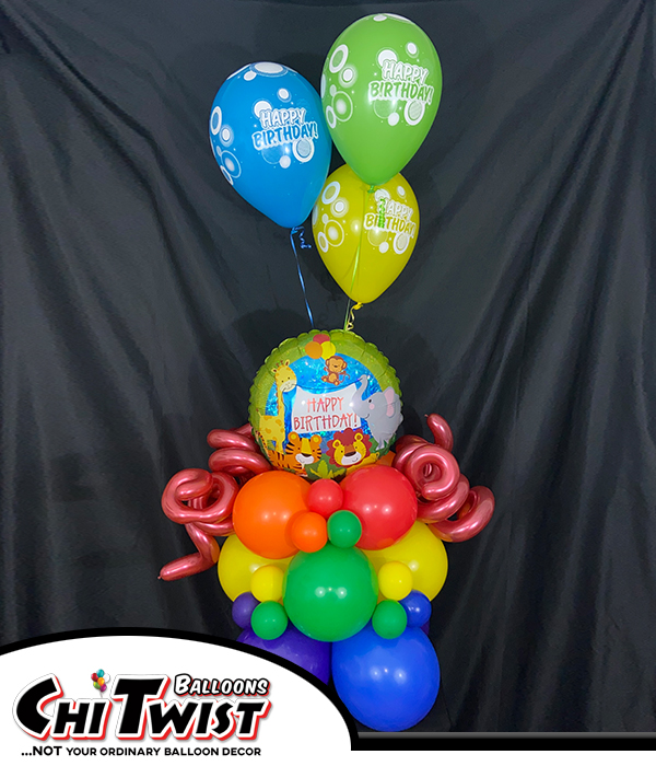 Zoo Theme Centerpice with Helium Balloons zoo animal theme