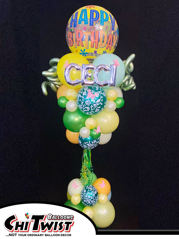 Birthday Name Garland Balloon Column