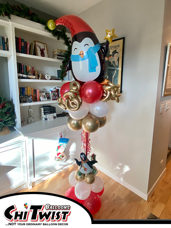 Penguin Holiday Balloon Pole