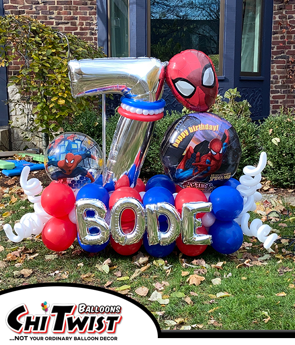 Spider-man Deluxe Marquee with custom name foil for a 7th birthday