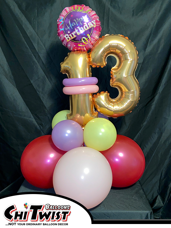 Small Balloon Centerpiece for a 13th Bithday