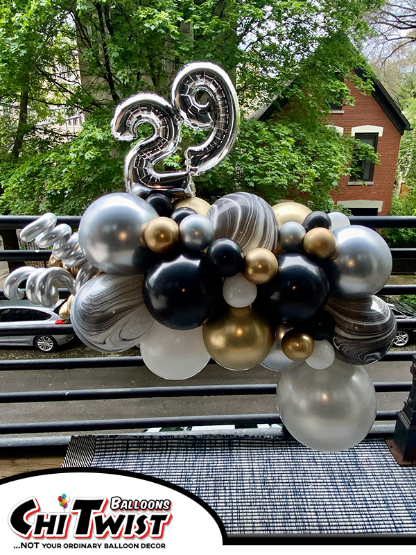 Gold Silver Black and White Birthday Garland Pop