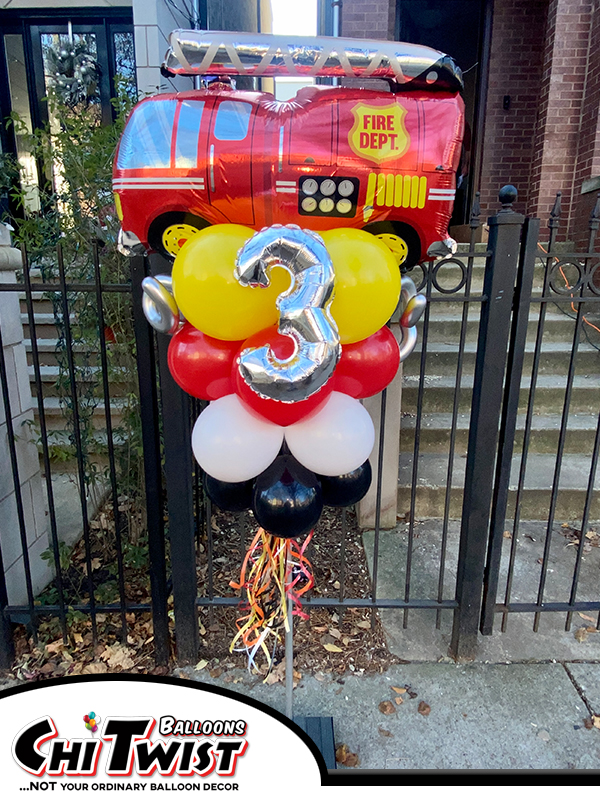 Fire Truck Detailed Balloon Pole