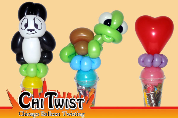 Panda Turtle Valentines Day Candy Cup Balloons