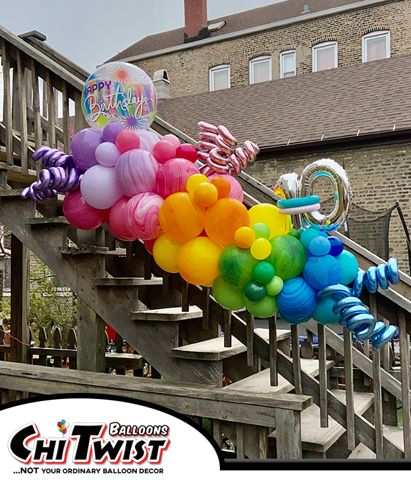 Marbled Rainbow Decorated Garland for a 10th birthday