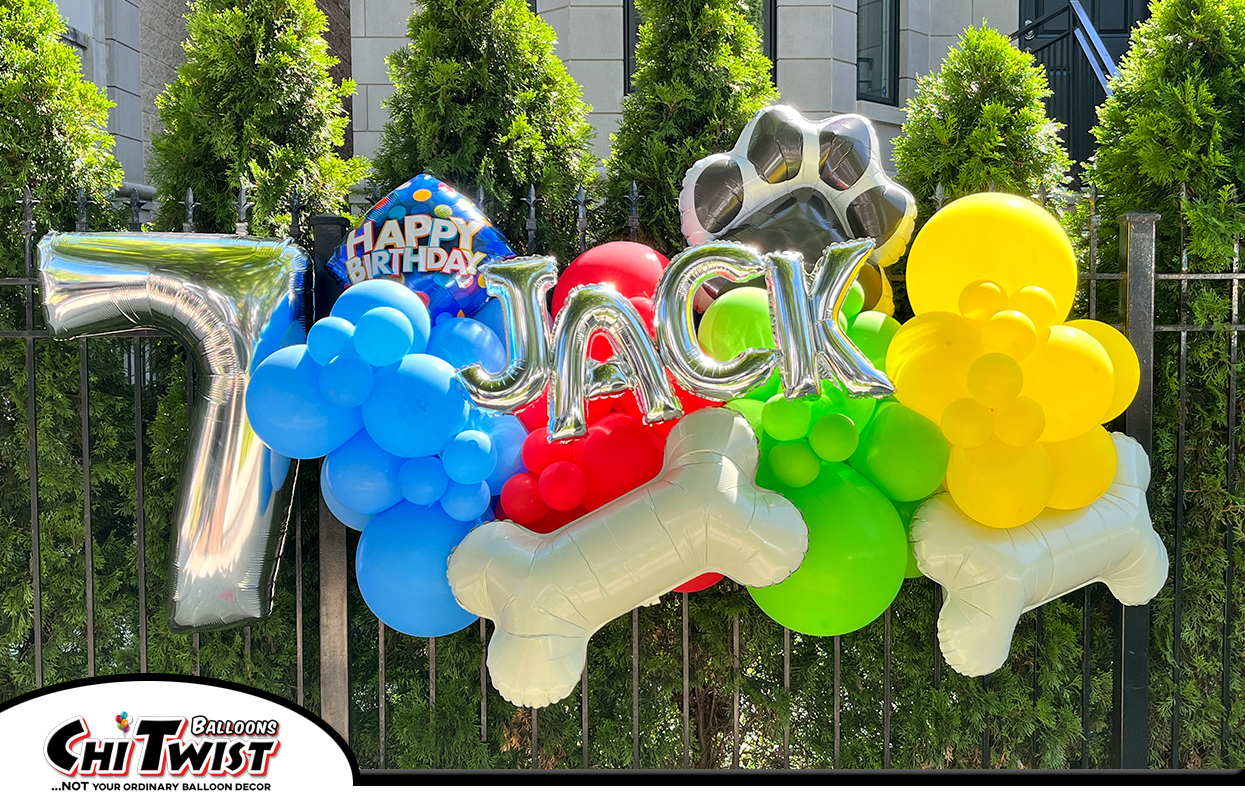 balloon garland dog theme custom name